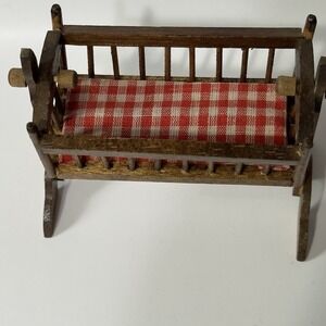 Vintage Concord Miniature Dollhouse Colonial Cradle Swinging Baby Crib Wood 1857